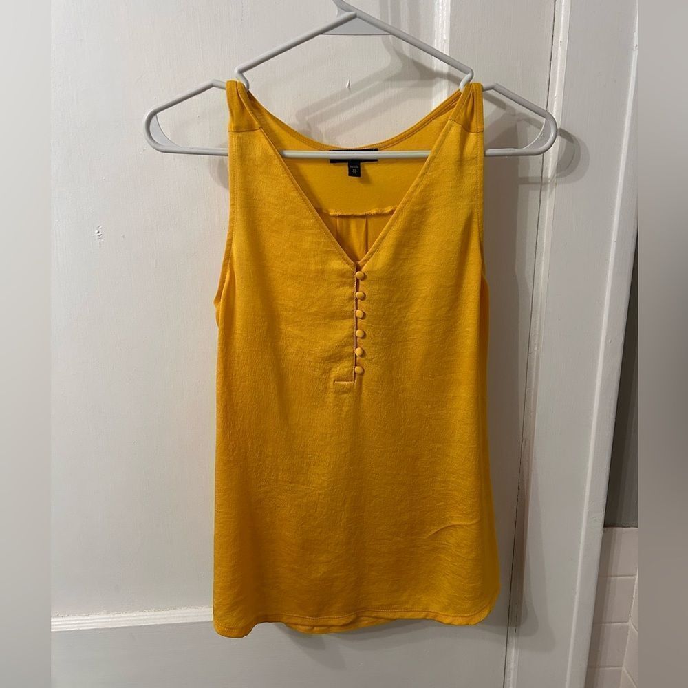 Express Mustard Button-Front Tank Top